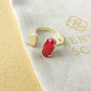 NEW Kendra Scott Gold Maroon Jade Pryde Open Ring